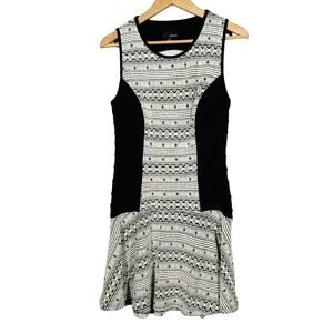 Greylin Knit Fit & Flare Dress Sleeveless SW Stretch Black White - S